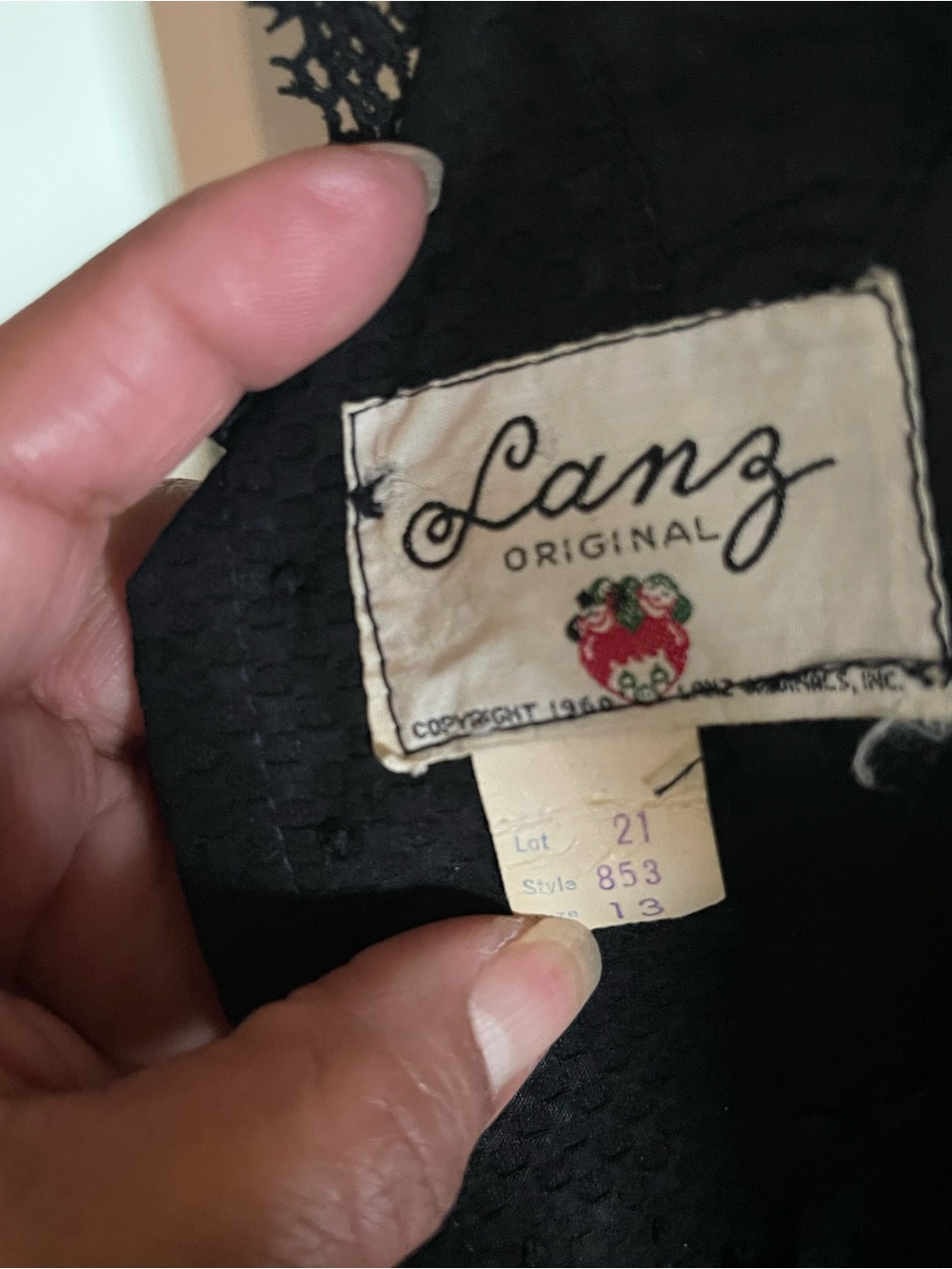 Lanz Original Black Garment with Strawberry Label